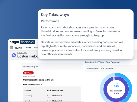 Screen of nCino client data with IBISWorld data