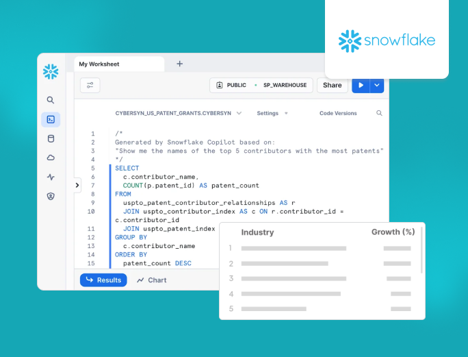Screenshot of IBISWorld’s integration with Snowflake