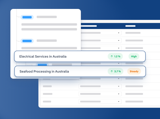 Screen showing IBISWorld industry intelligence data insights